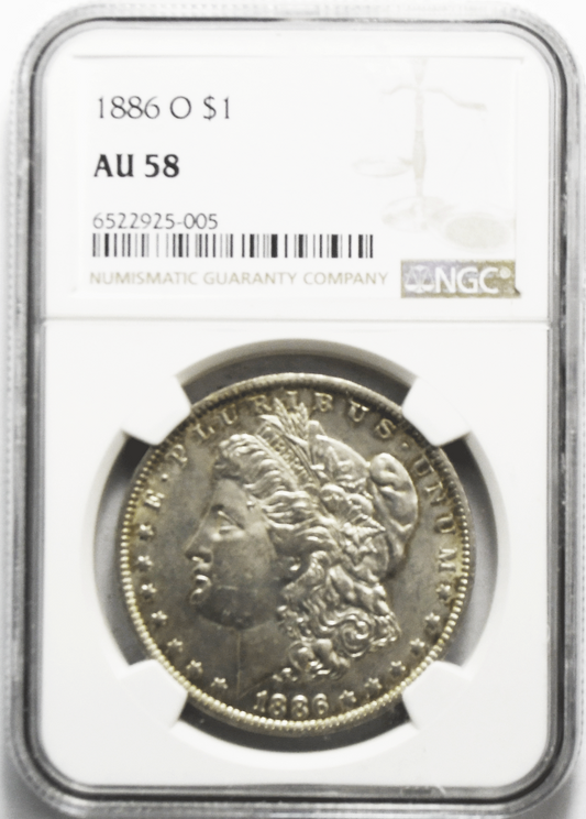 1886 O $1 Morgan Silver One Dollar NGC  New Orleans AU58
