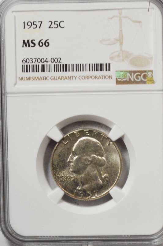 1957 25c Washington Silver Quarter Dollar NGC MS66 Brilliant Uncirculated