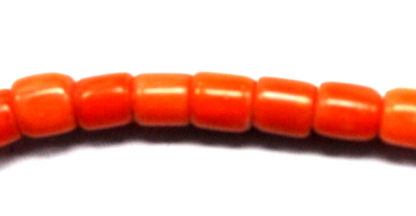 Silver Plated 5mm Coral Cylinder Bead Necklace 32"