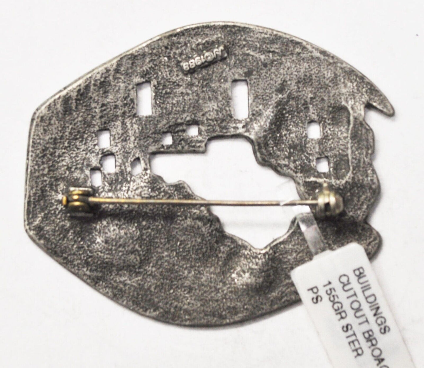 Pewter JJ Jonette Pueblo Landscape 1988 Brooch Pin 55mm x 46mm