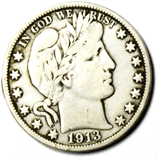 1913 D 50c Barber Silver Half Dollar Fifty Cents US Denver