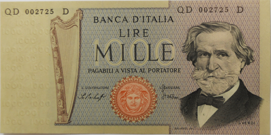 1979 1000 One Thousand Lire Uncirculated Banknote QD 002725 D