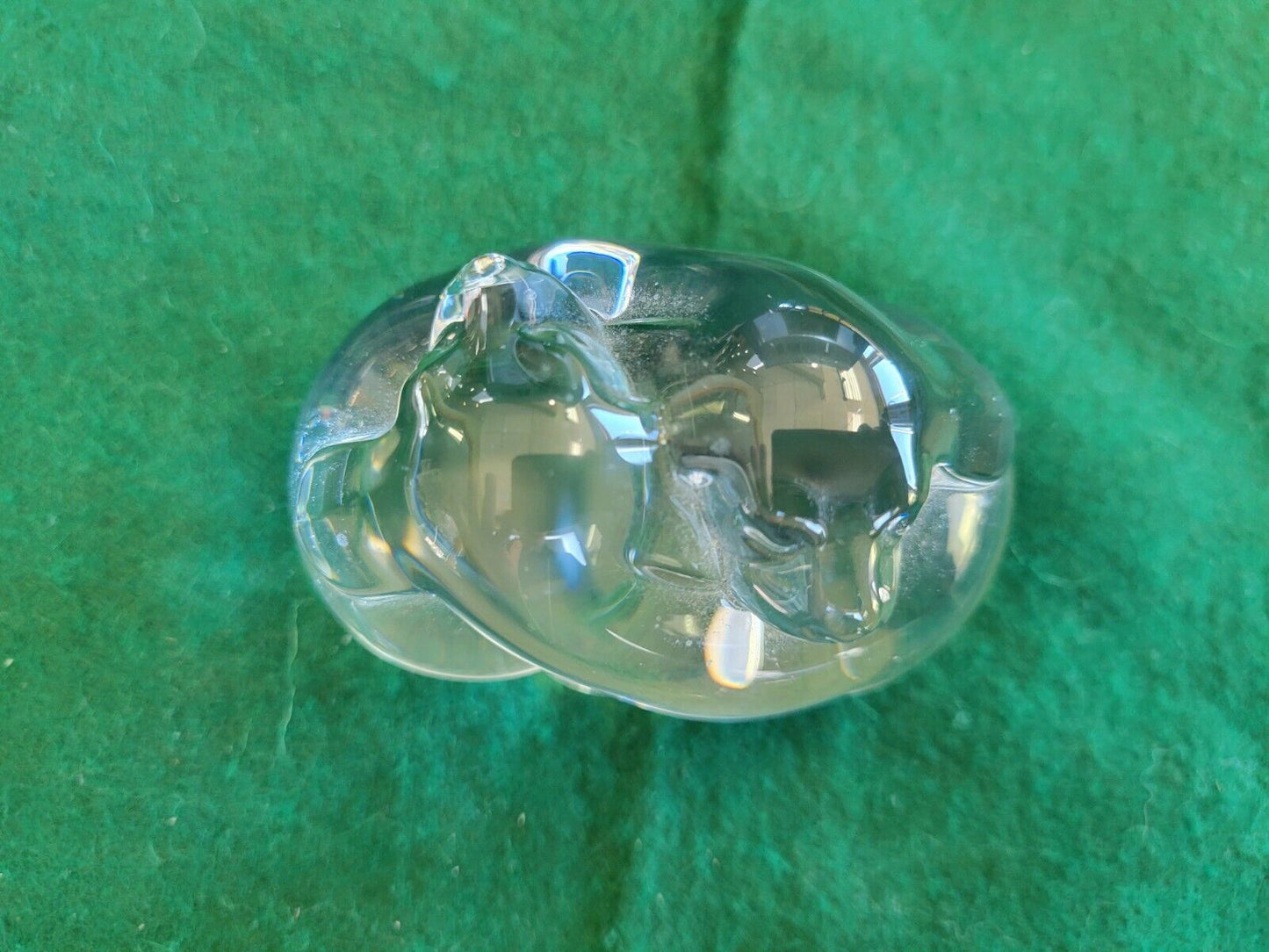 Steuben Glass Sleeping Puppies Signed Lead Crystal Paperweight