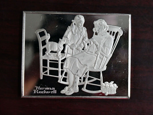 1979 Norman Rockwell "The Knitting Lesson" Sterling Silver 3.2 oz. Franklin Mint