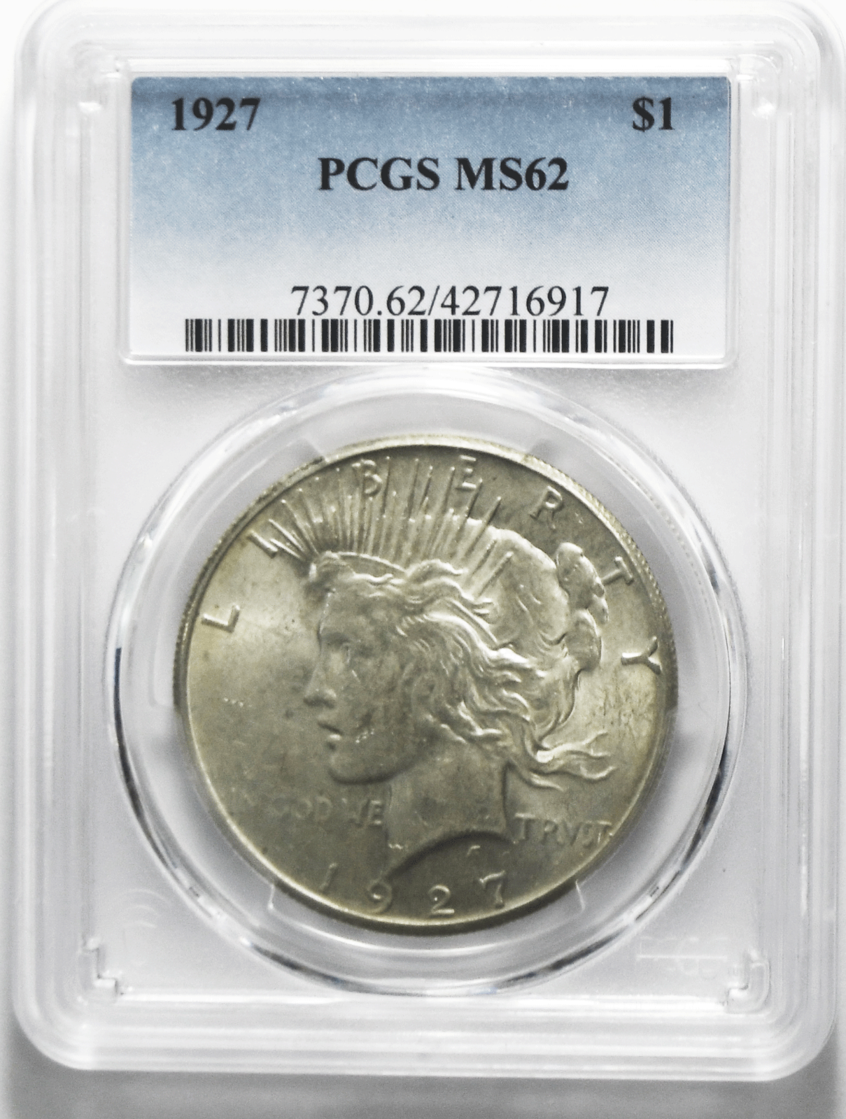 1927 $1 Peace Silver One Dollar US PCGS MS62 Philadelphia VAM 2
