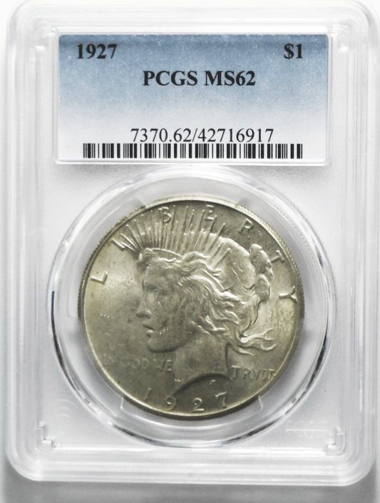 1927 $1 Peace Silver One Dollar US PCGS MS62 Philadelphia VAM 2