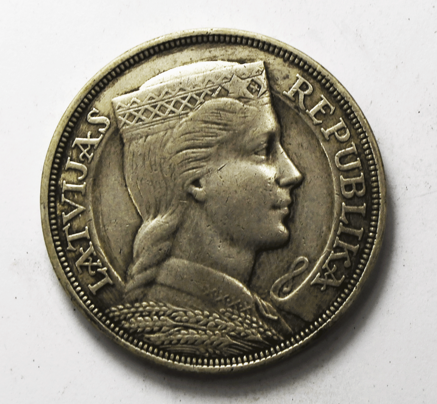 1931 Latvia Five 5 Lati Silver Coin KM# 9