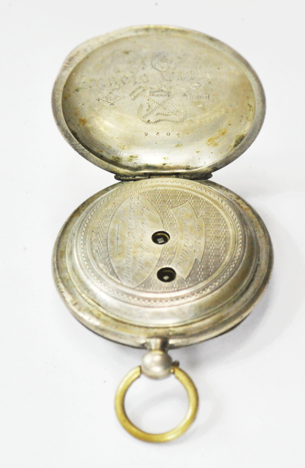Swiss Cylindre 8 Rubis 800 Fine KW KS Pocket Watch Hand Monogram Swedish Crown