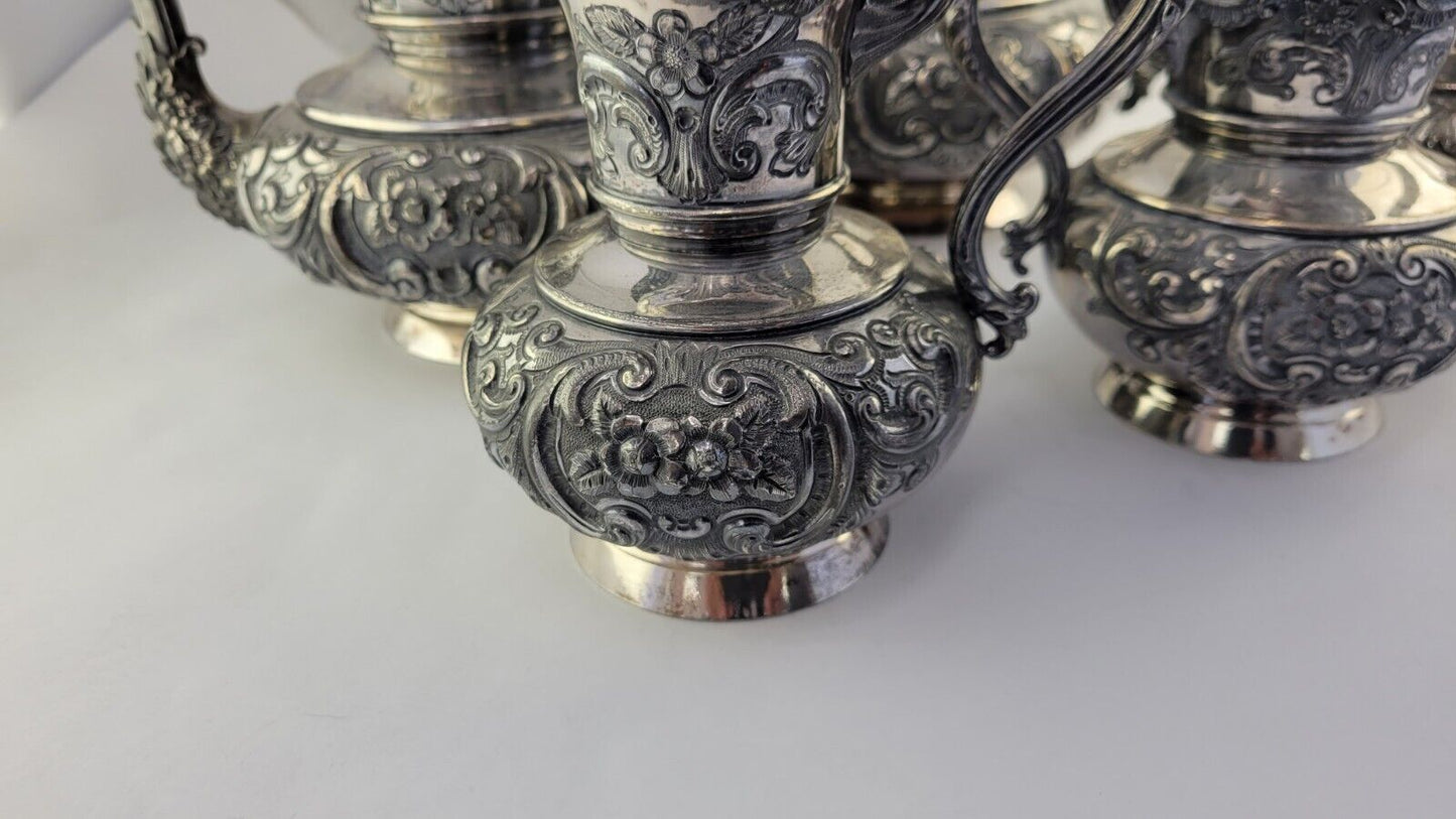 Rogers Smith Victorian Quadruple Plate 5pc Coffee & Tea Service Set  Meriden CT