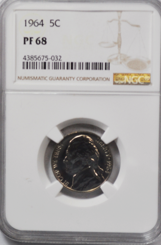 1964 5c Jefferson Proof Nickel NGC PF68 Gem Uncirculated Philadelphia
