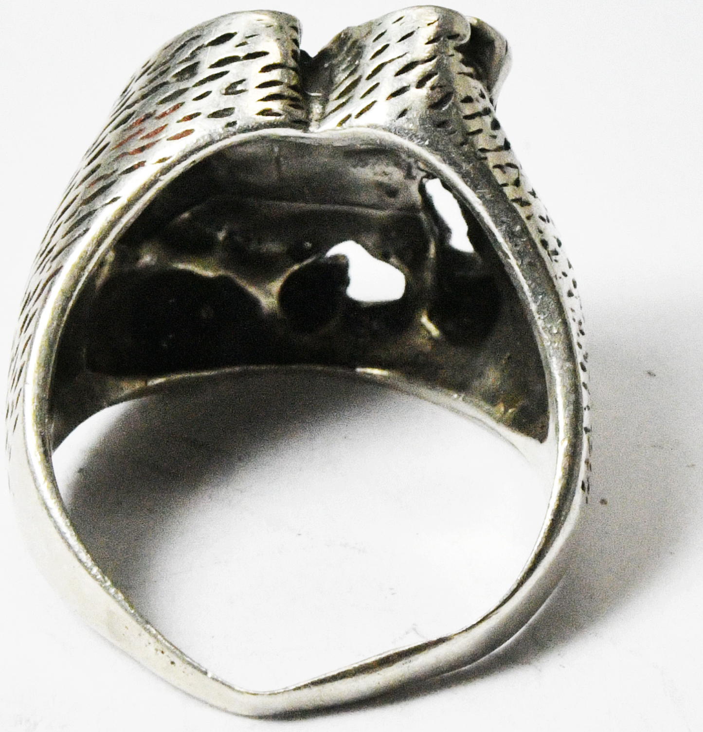 Sterling Silver Horse Head Diamond Cut Ring 18mm Size 9-1/4