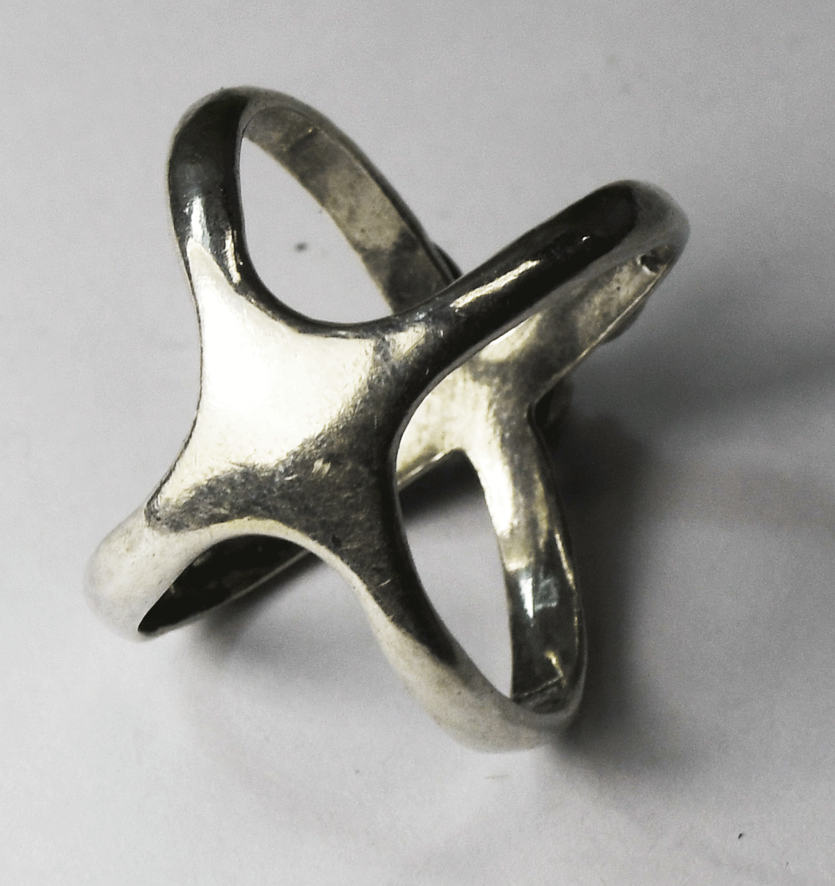 Sterling Silver Or Paz Criss Cross Over Flower Ring 19mm Size 7