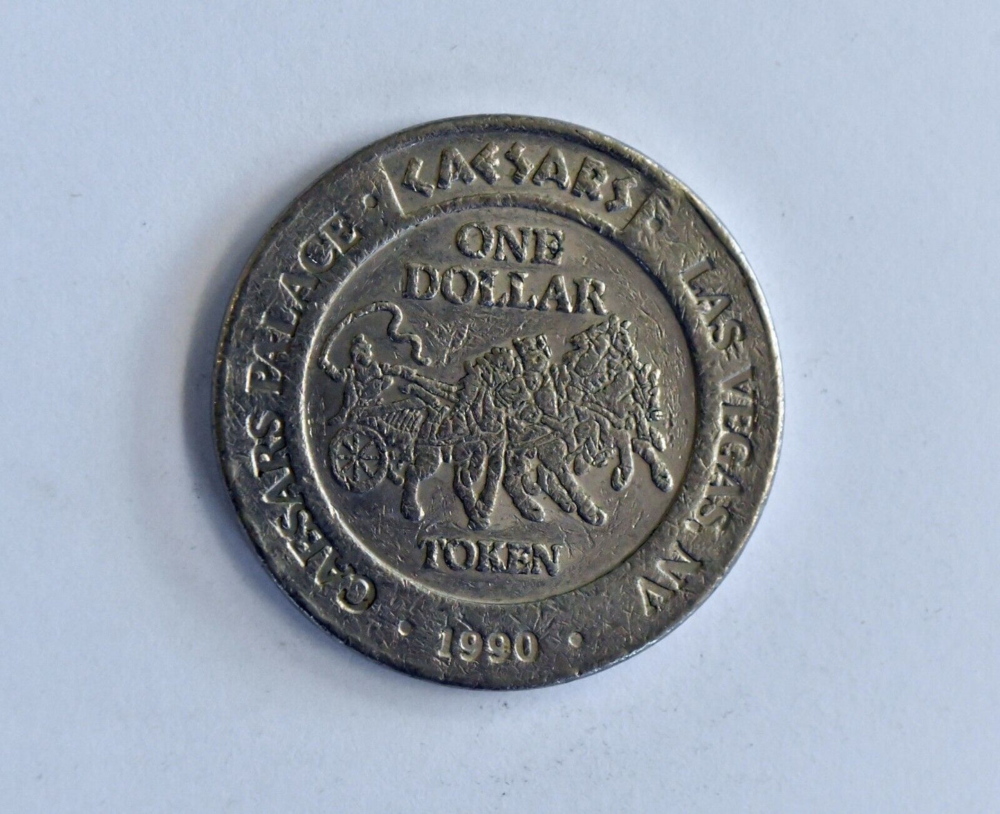 1990 Caesars Palace Casino Hotel Dollar Slot Gaming Chip Token Las Vegas Nevada