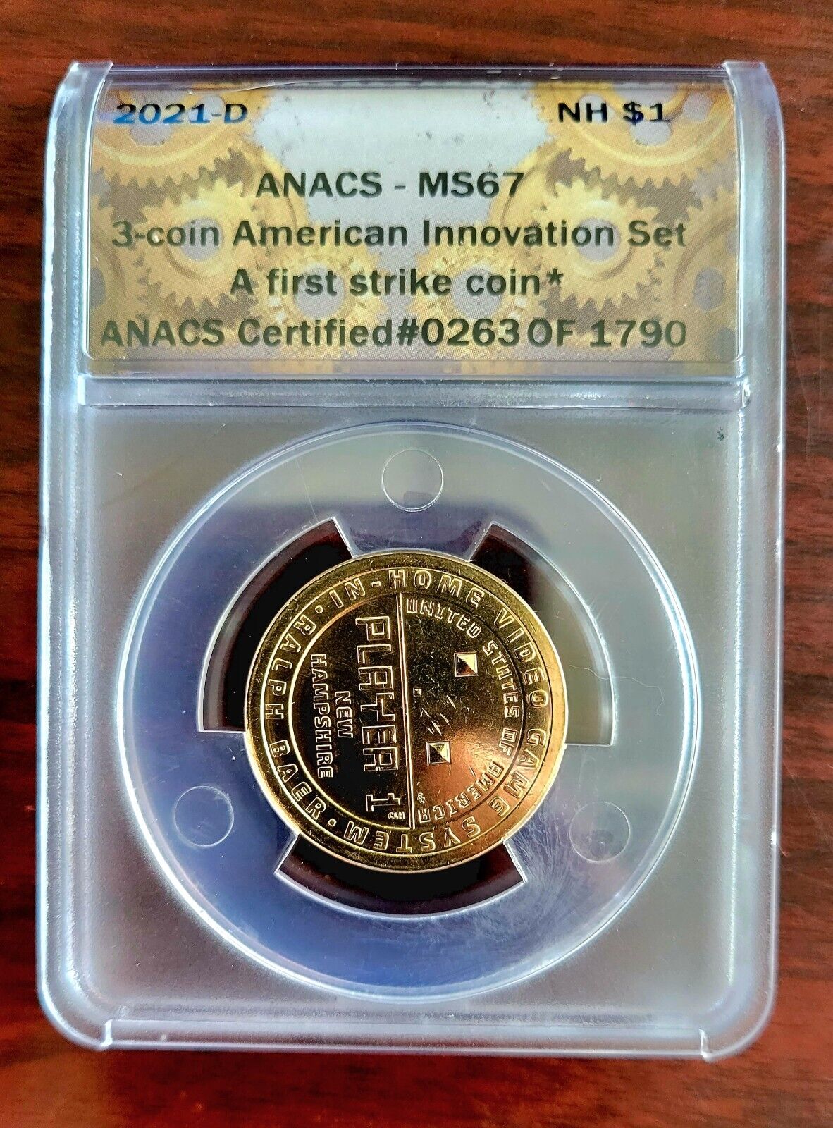 2021 D American Innovation Dollar New Hampshire Game MS67 ANACS First Strike