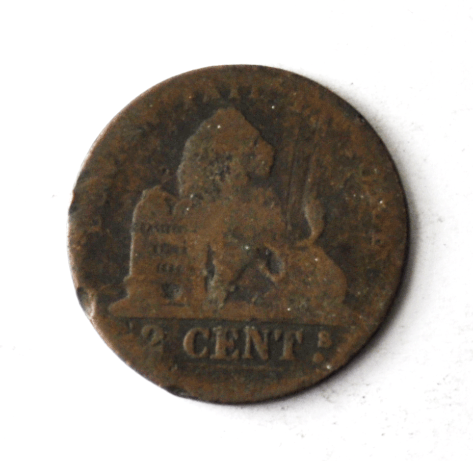 1847 Belgium 2 Two Centimes KM# 4.2 Copper Coin