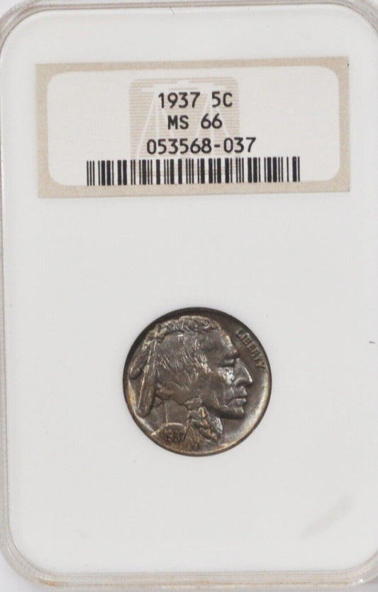 1937 5c Buffalo Nickel Rare Five Cents Philadelphia NGC MS66 Low Cert Old Holder