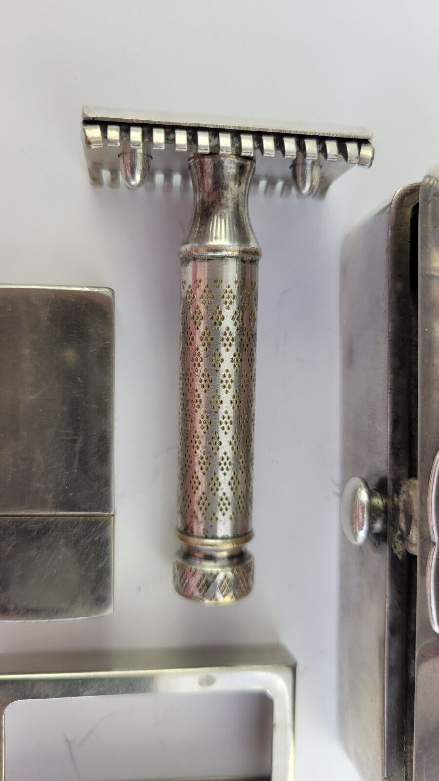 Vintage Gillette Travel Razor Set w/Sterling Case and Extra Razor Holder England