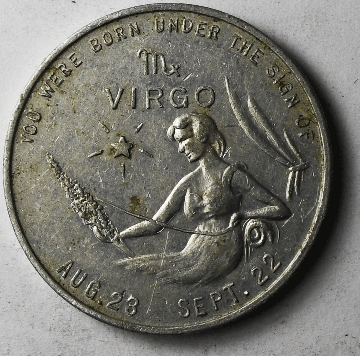 Vintage Virgo Aluminum Lucky Token Practical 26mm Novelty Zodiac