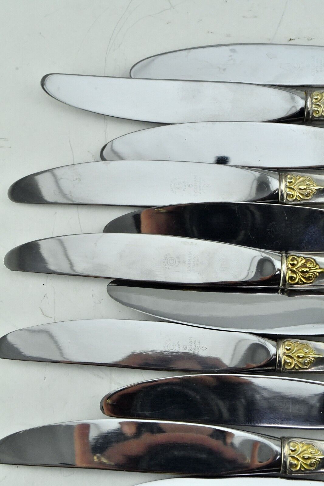 14pc.Hispana-Sovereign "Gold" by Gorham Sterling 9" Hollow Handle Knives Set