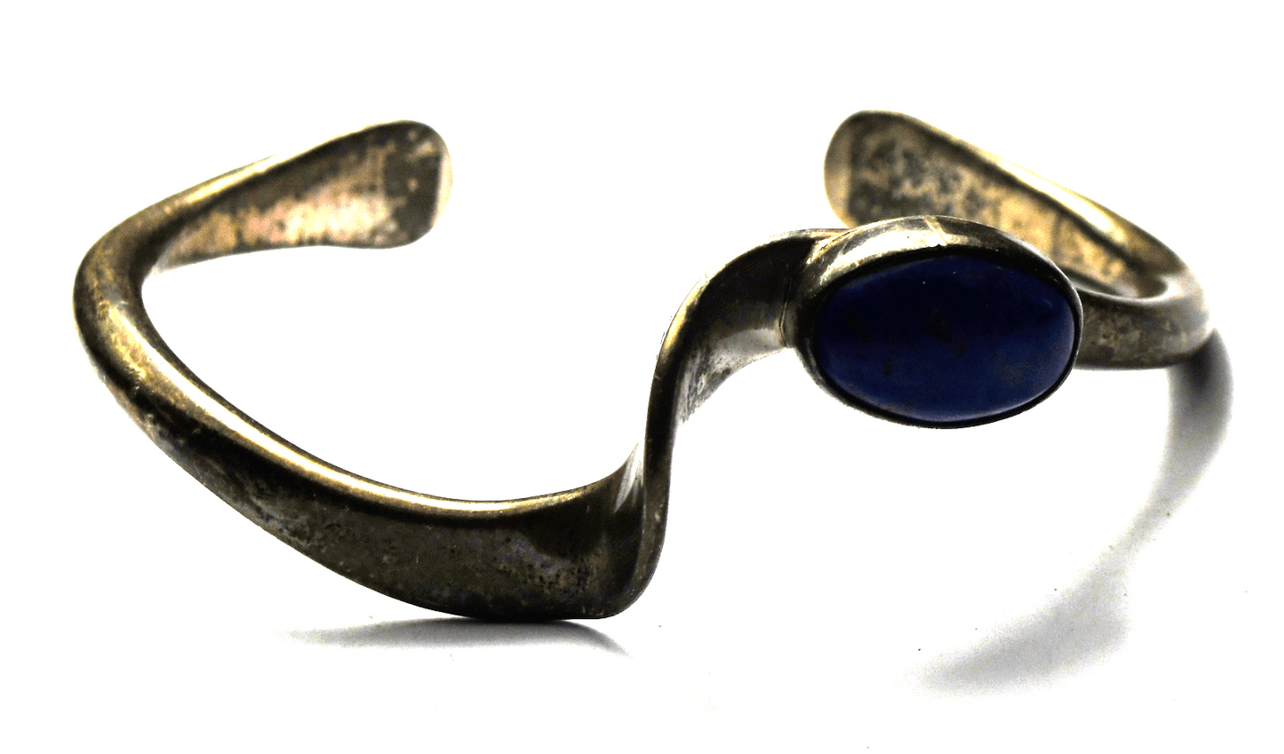 Sterling Richard Aguilar Santo Domingo Lapis Twist Cuff Bracelet 17mm 5-3/4"