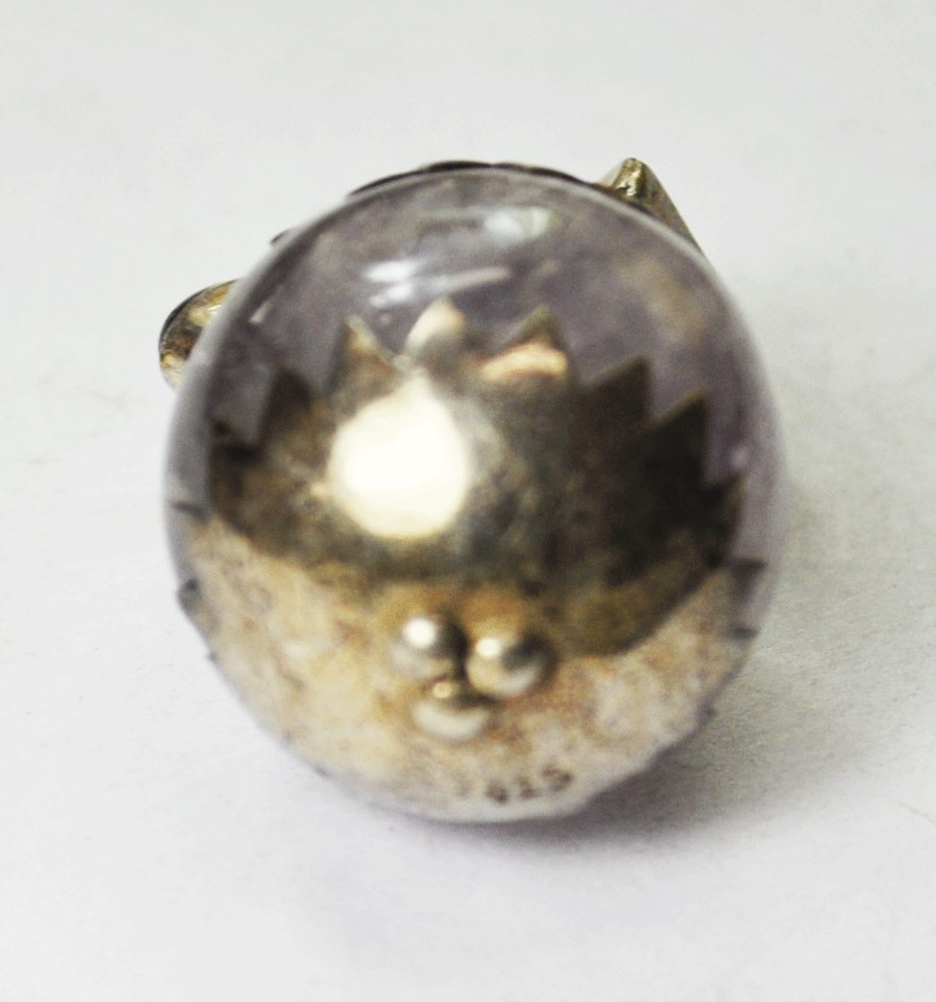 Vintage Sterling Silver Round Amethyst Ball Pendant 1.5" Large Bale Grape