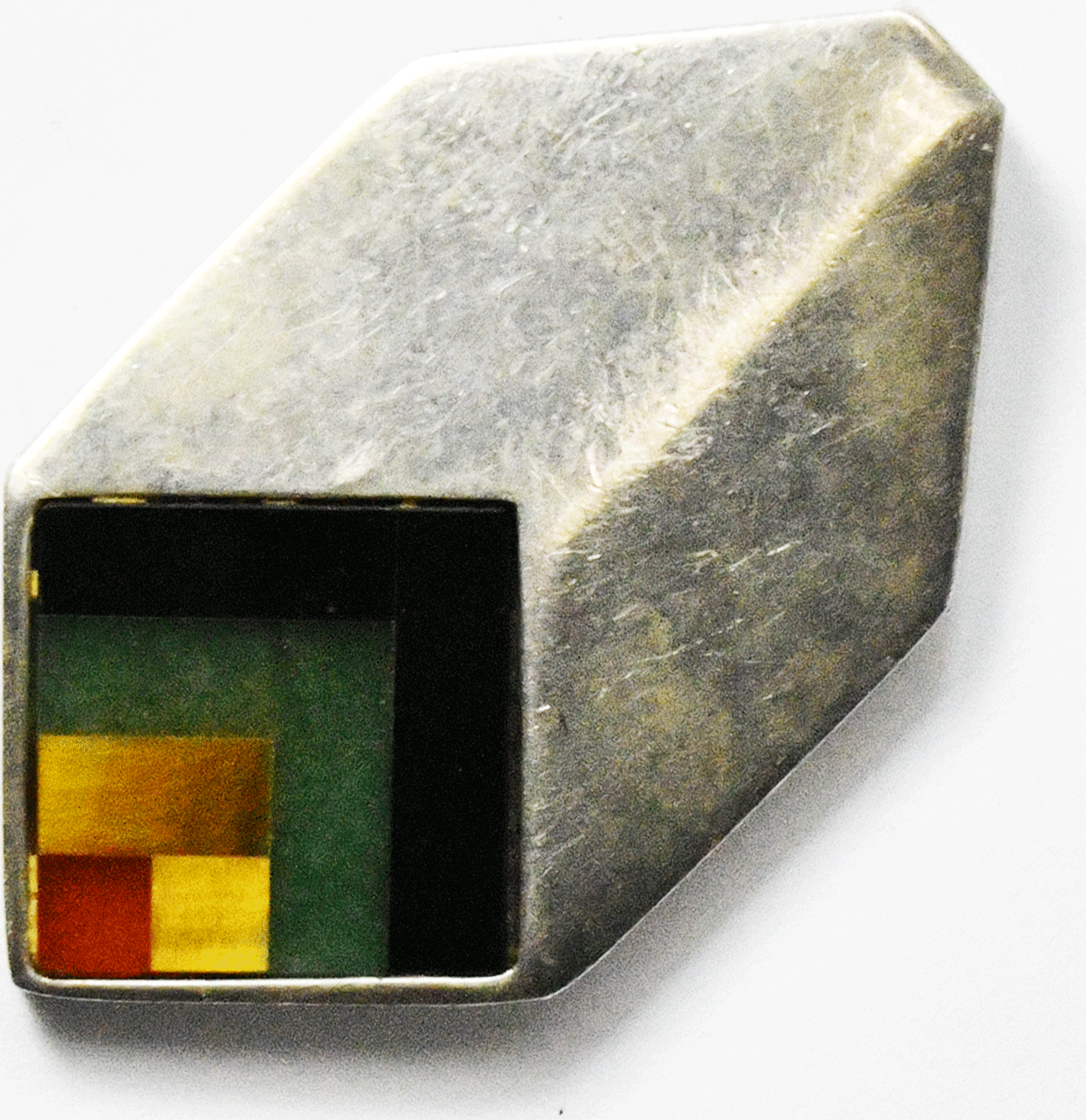 Sterling Silver Israel 4 Stripe Inlay Pendant 45mm x 26mm