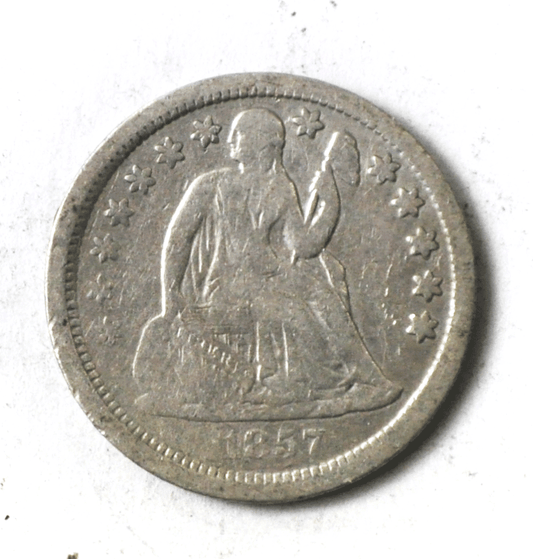 1857 10c Seated Liberty Silver Dime Ten Cents US Philadelphia