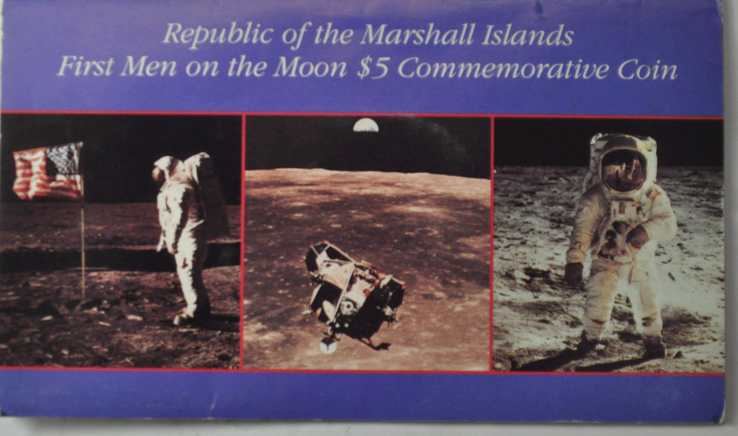 1989 Marshall Islands 5 Five Dollars Copper Nickel Coin KM# 13 Men on Moon