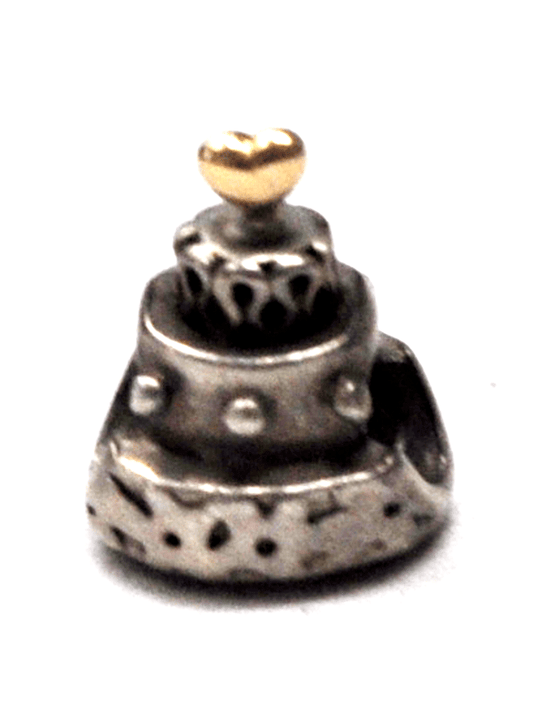 Sterling Silver Pandora 14k Heart Wedding Cake Bead Charm 12mm 790347