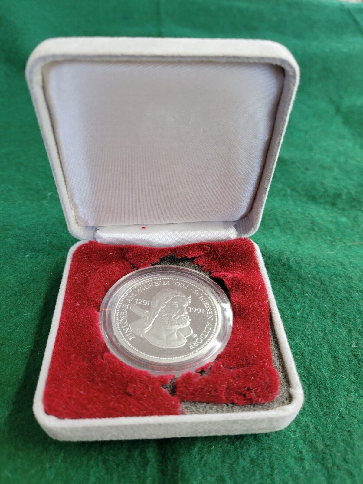 1988 1oz Platinum Proof Switzerland Shooting  Taler .999 Fine Vintage Coin