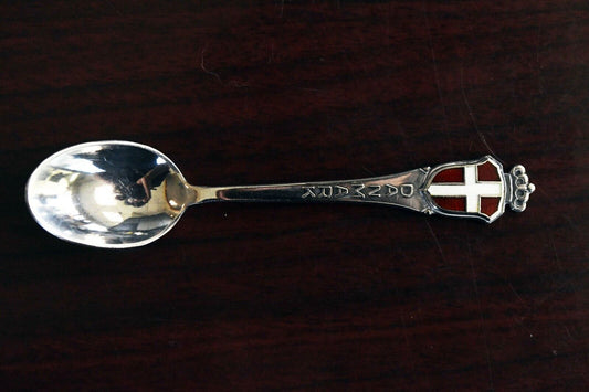 Meka Sterling Enameled Demitasse Souvenir Spoon Danmark Switzerland .37 oz.