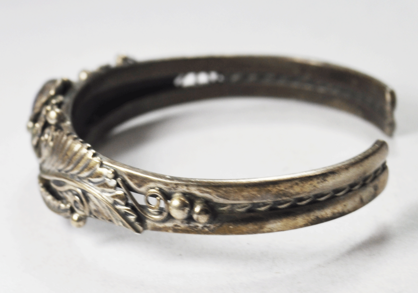 Vintage Sterling Silver Lapis Floral Flower Cuff Raymond Gasper 16mm 6-1/4"