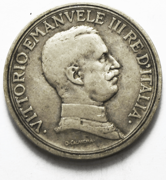 1916 Italy 2 Two Lire Silver Coin KM# 55