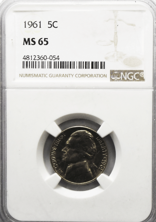 1961 5c Jefferson Nickel NGC MS65 BU Philadelphia Five Cents
