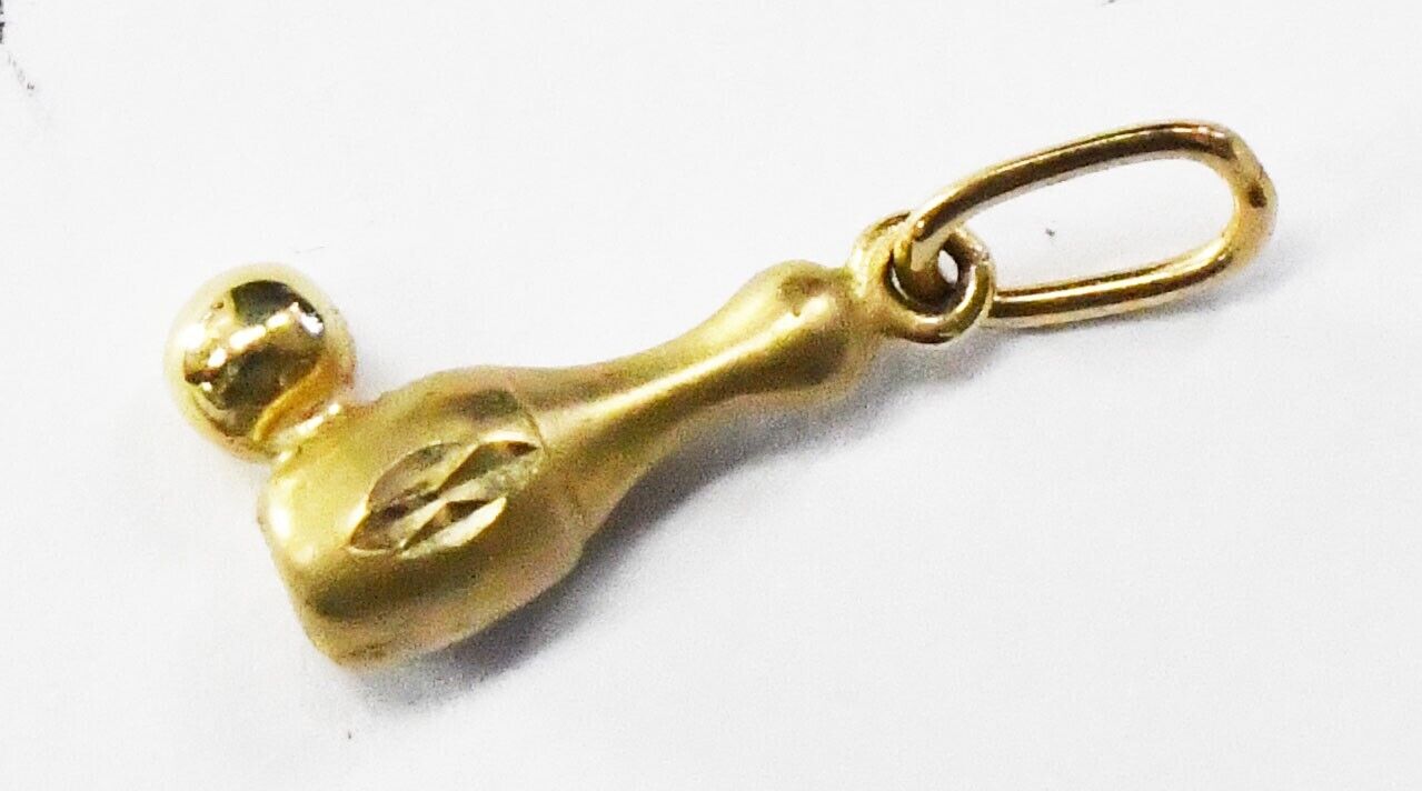 14k Yellow Gold Bowling Pin Ball Charm 16 x 8mm
