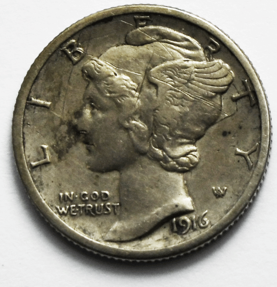 1916 S 10c Mercury Silver Dime Rare Ten Cents San Francisco