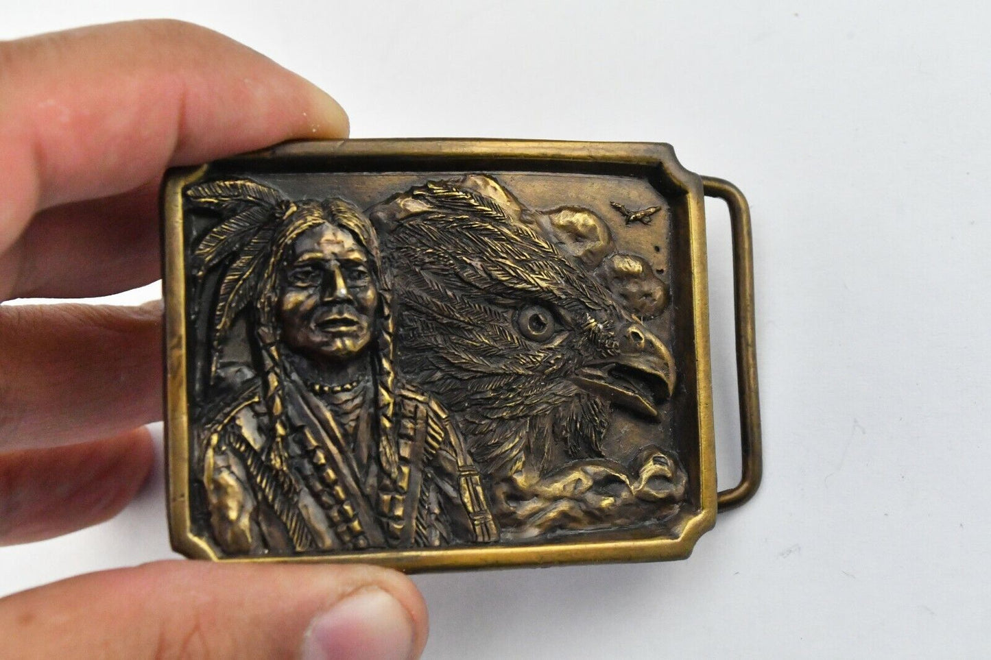 1984 Bergamot Brass Works Indian Chief #G-L43 Vintage Belt Buckle 2 3/8" Wide