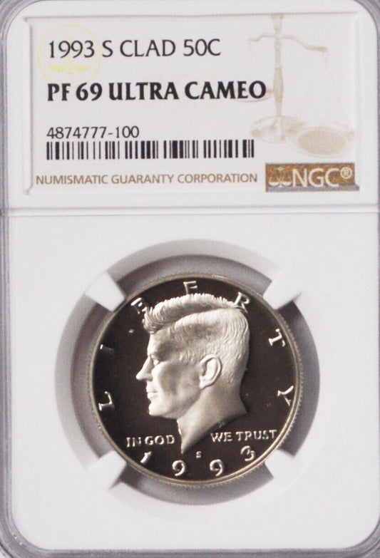 1993 S 50c Kennedy Half Dollar NGC PF69 Ultra Cameo Proof San Francisco