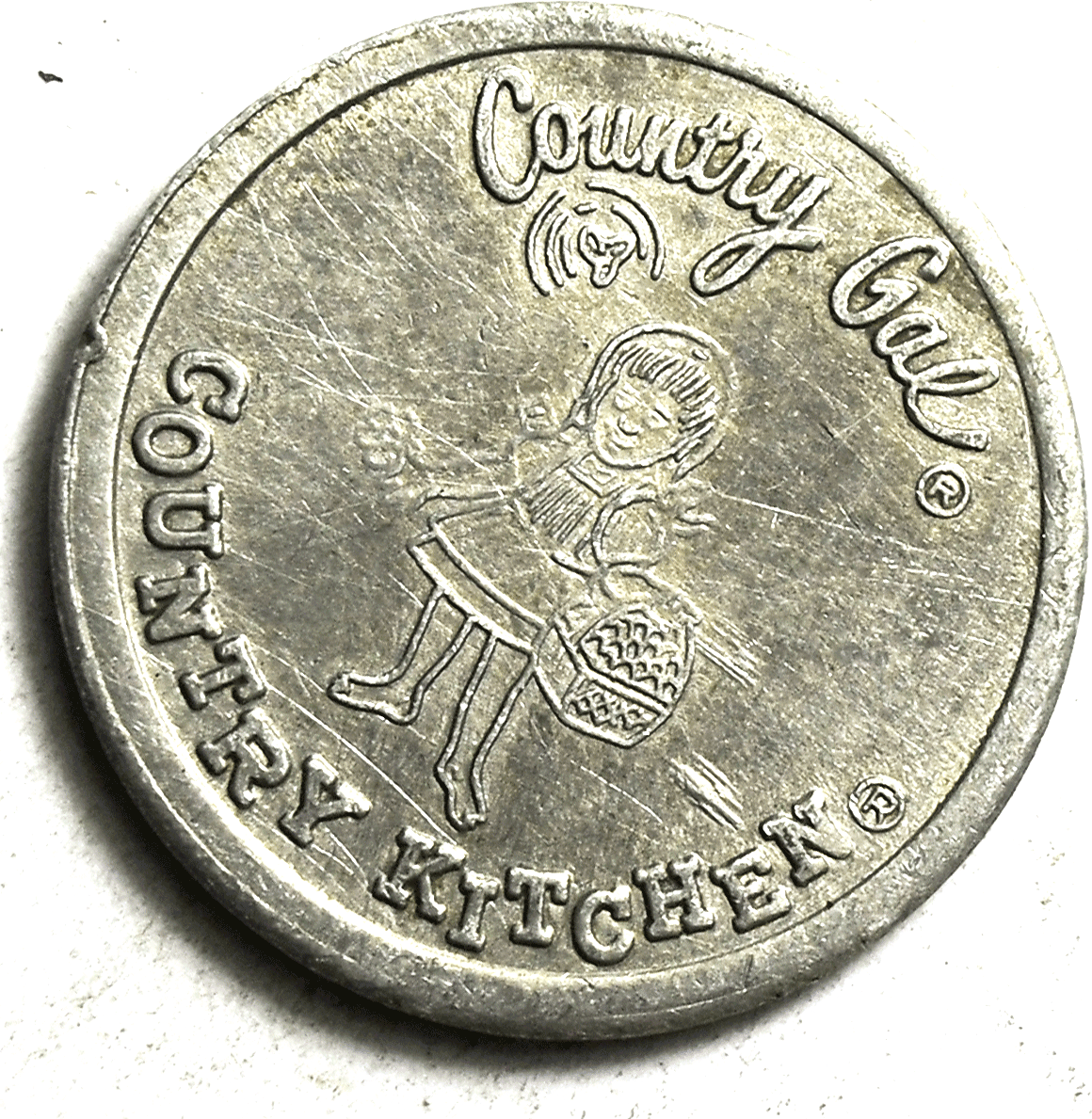 Country Kitchen Boy Gal Heads Tails Aluminum Token 25mm