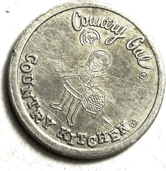 Country Kitchen Boy Gal Heads Tails Aluminum Token 25mm