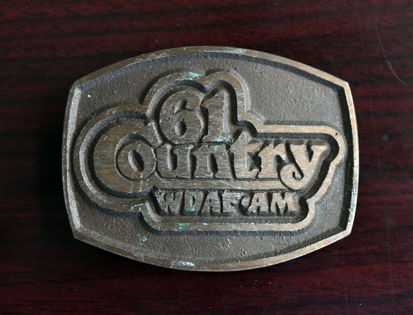 1970's Kansas City Radio Station 61 Country WDAF AM Belt Buckle Brass 3"