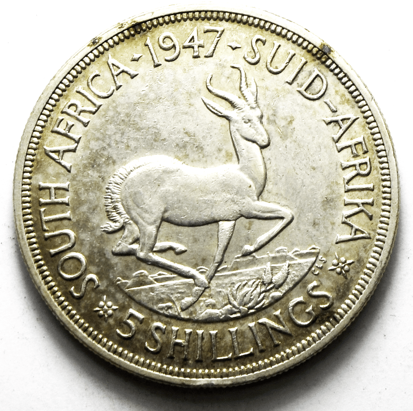 1947 South Africa 5 Five Shillings Silver Coin KM# 31