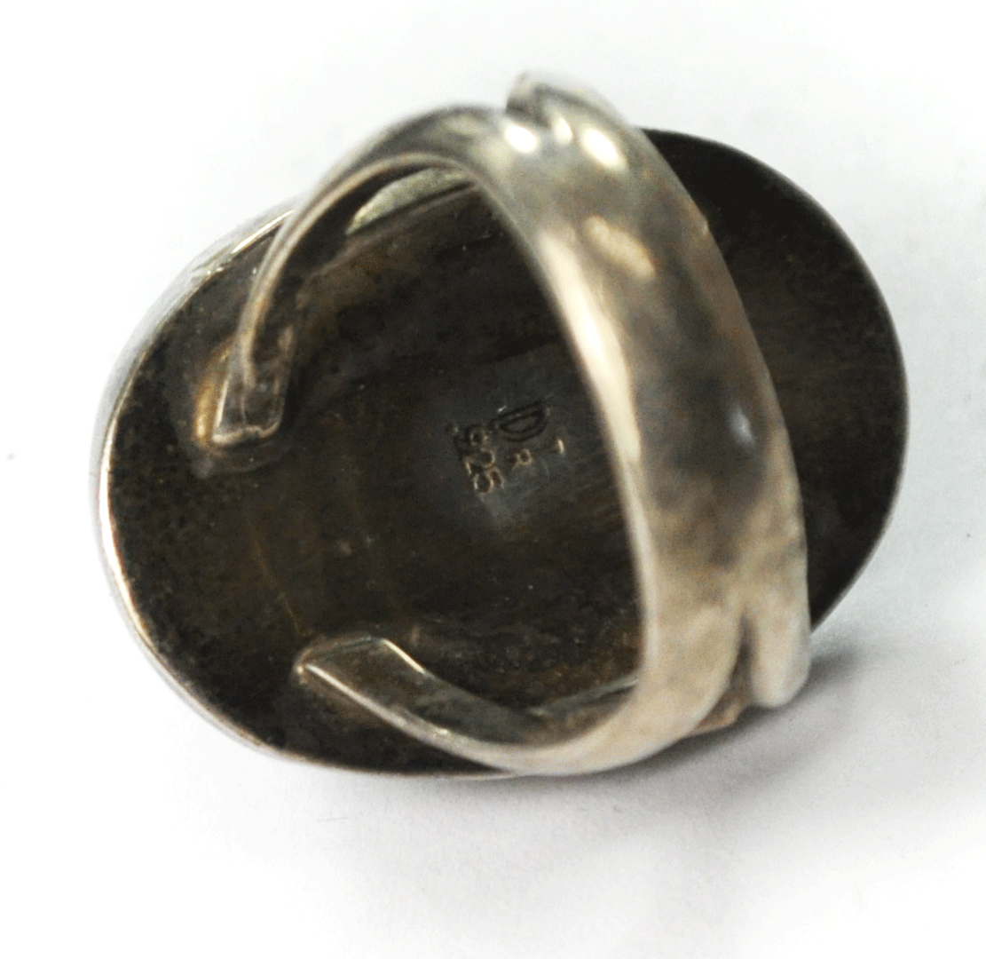 Sterling Silver Desert Rose Mother Pearl Domed Bump Ring 48mm Size 7