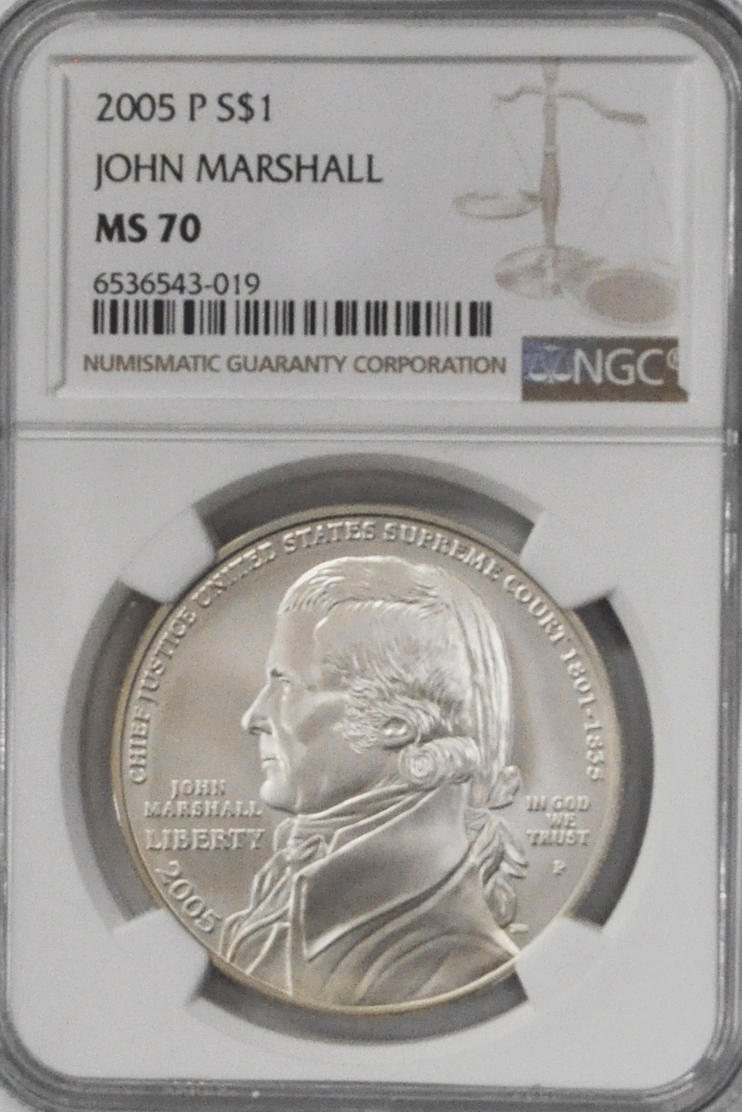 2005 P $1 John Marshall Commemorative Silver Dollar MS70 NGC