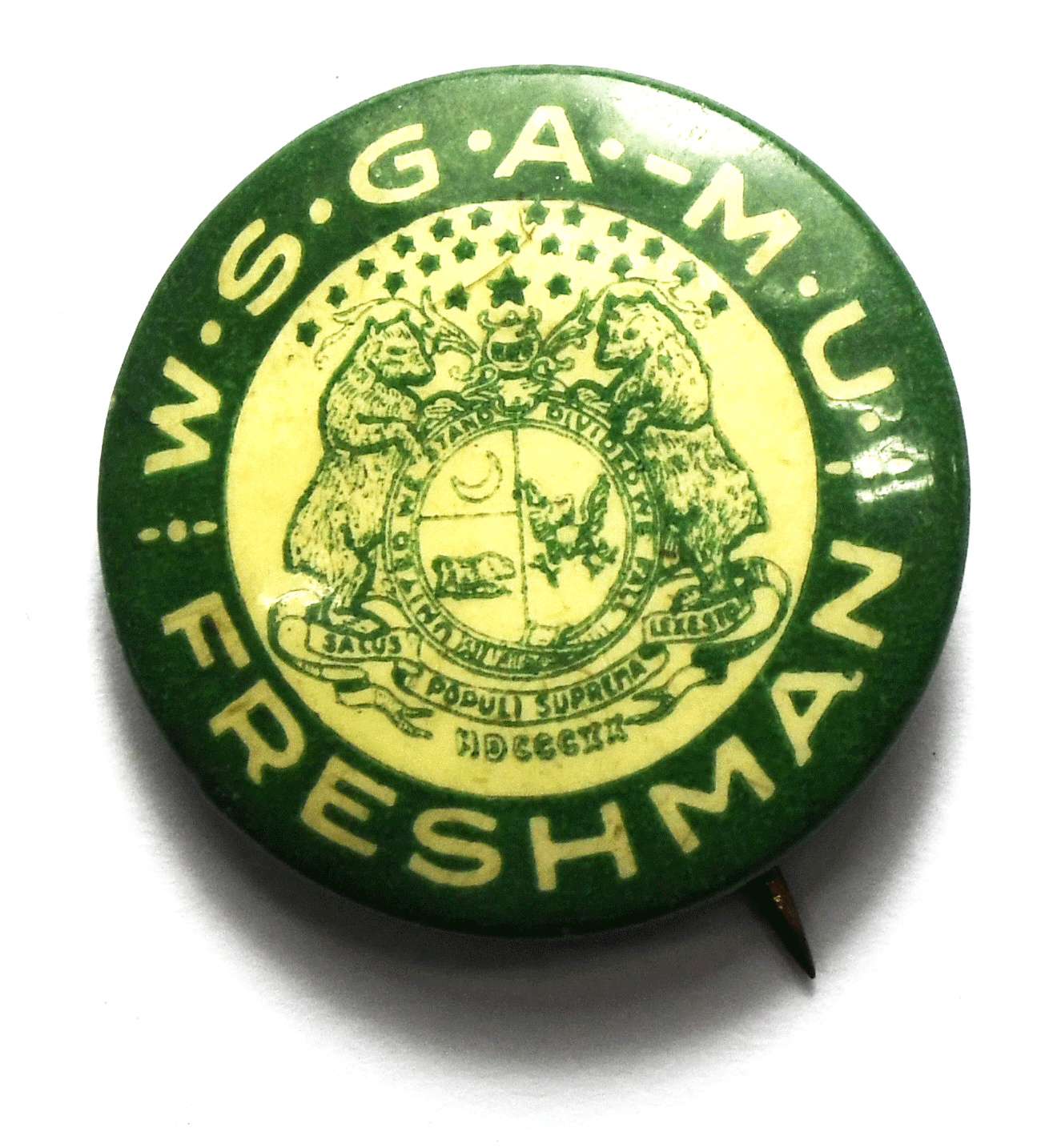 Missouri Seal WSGA MU Green Pinback Women's Self Government Association 25mm