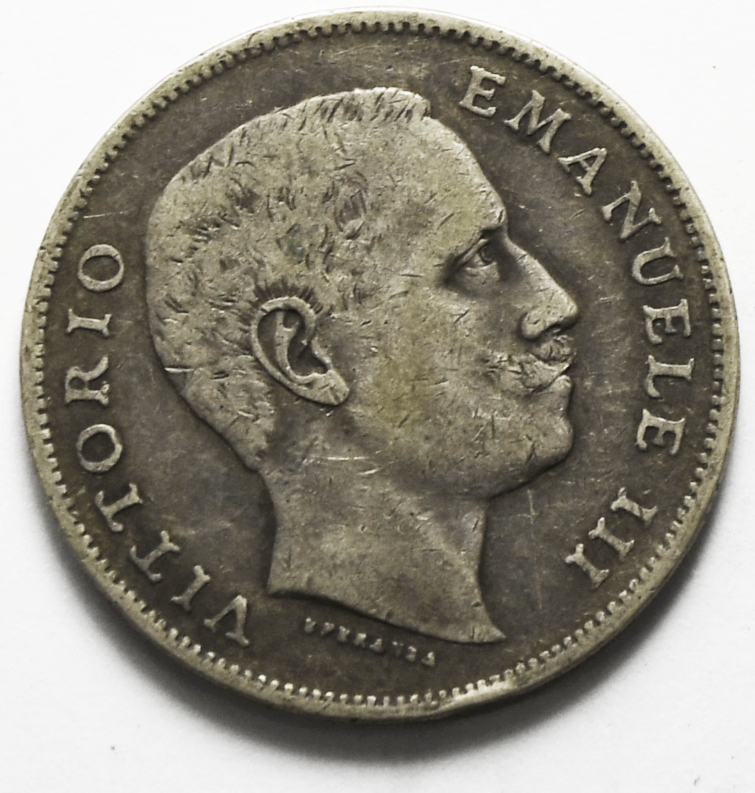 1901 R Italy One Lira Silver Coin KM# 32