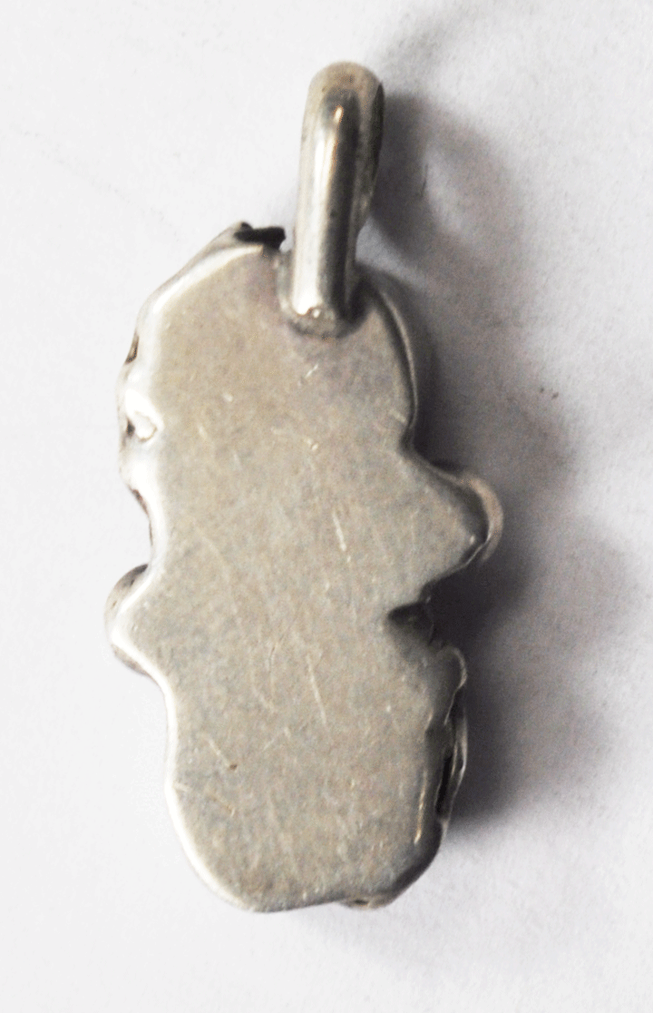 Antique Sterling Silver Double Mother of Pear MOP Pendant 27mm x 13mm