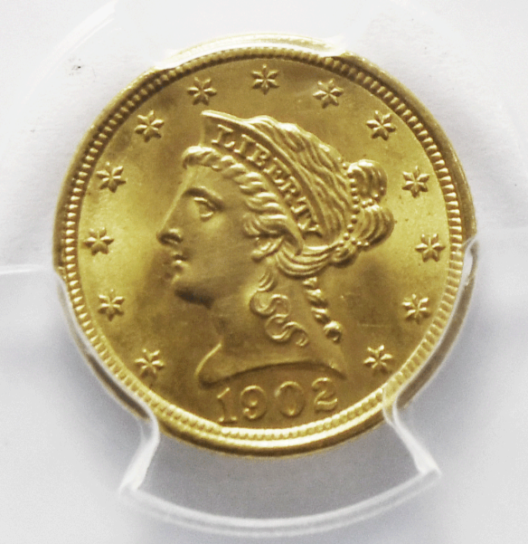 1902 $2-1/2 Liberty Head Quarter Eagle Gold Philadelphia NGC MS65+