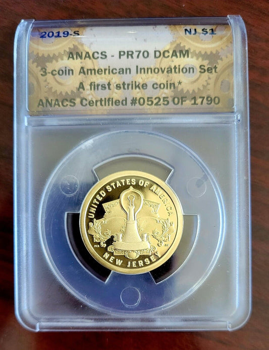 2019 S American Innovation Dollar Jersey PR70 ANACS First Strike Light Bulb