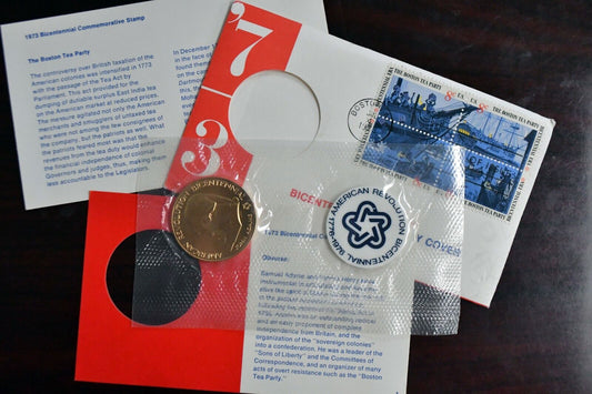 1973 Bicentennial First Day Cover Medal Stamped Envelope Boston Tea Party